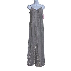 Wild Fable Gray Iridescent Satin Maxi Dress w/ Adjustable Spaghetti Strap Small